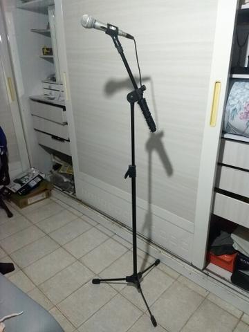 Pedestal suporte para microfone + microfone