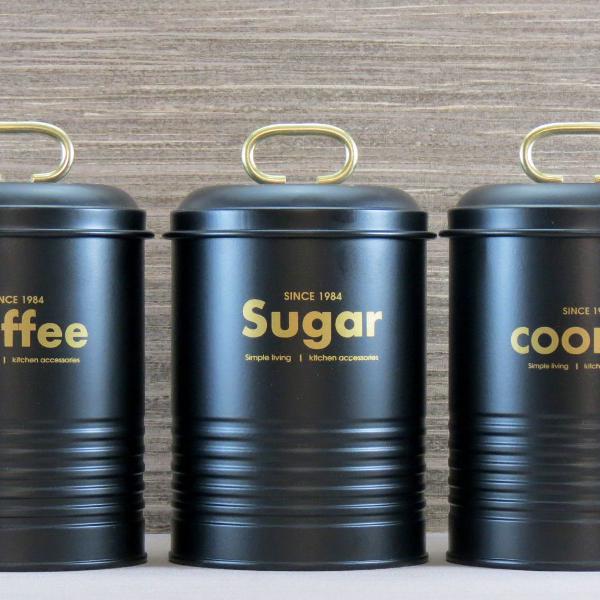 conj 3 latas porta café 500g açúcar biscoito linha oxford