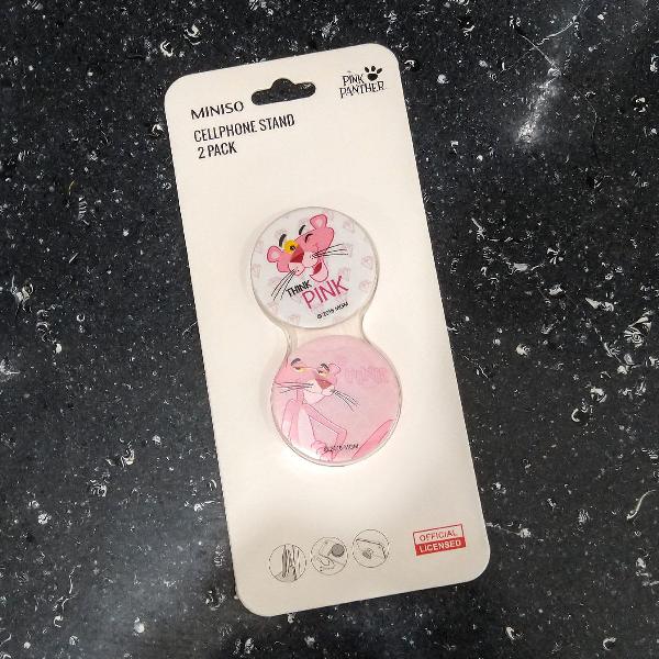 conjunto pop socket pantera cor de rosa