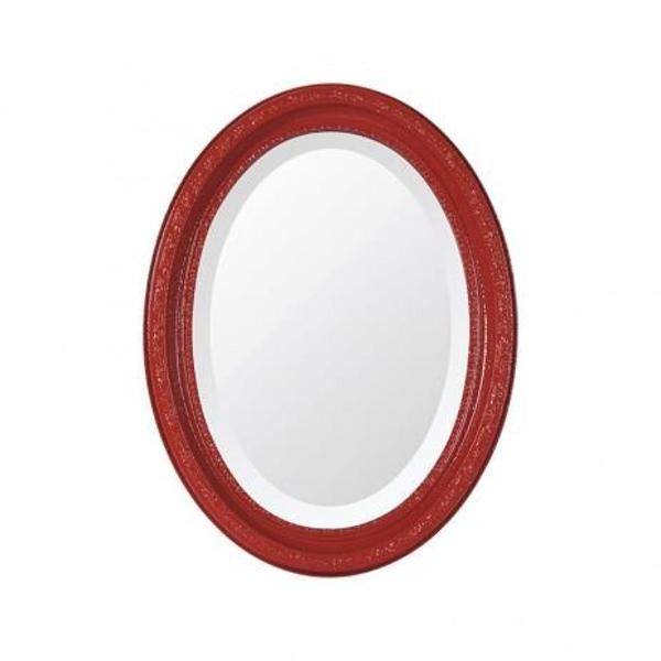 espelho oval bisotê vermelho luxo grande - santa luzia