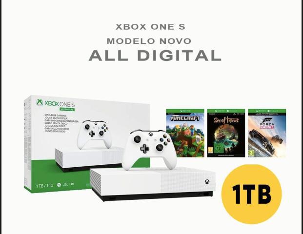 12 x R$: 107,58 Com 3 Jogos Grátis Xbox one S All Digital