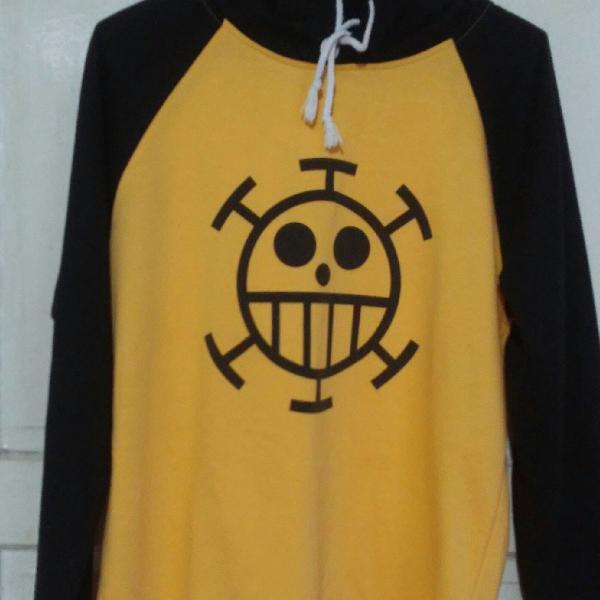 Camiseta masculina raglan manga longa Trafalgar Law One Pi 