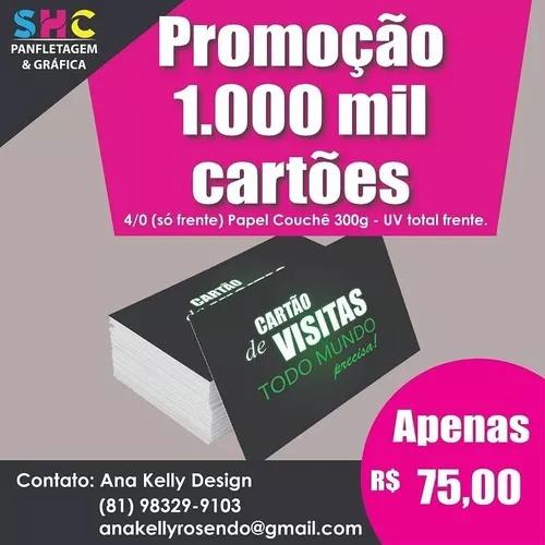 Confecção De 1 Mil Cartões De Visita Só Frente.