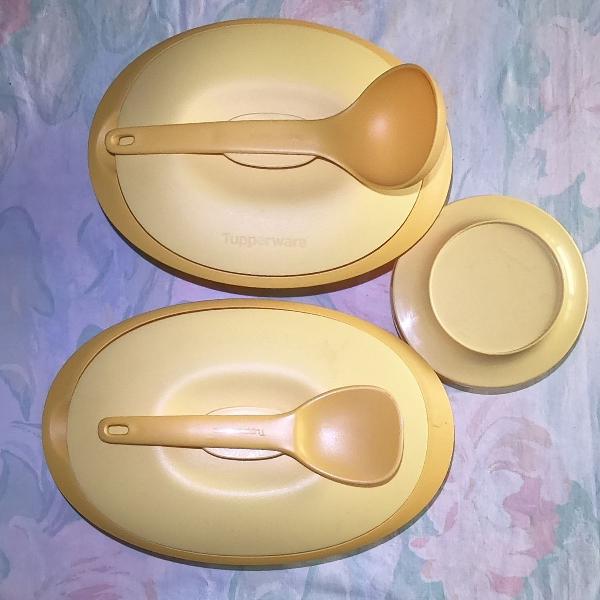 bea - tupperware - amarelo - sopeira, travessa e tigela