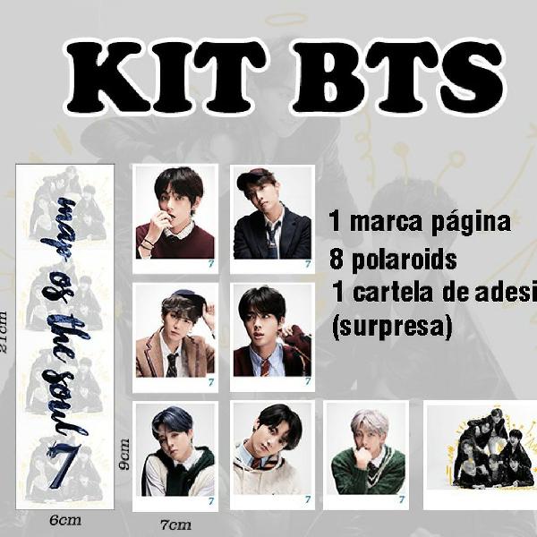 kit BTS com polaroids + marca página + adesivo