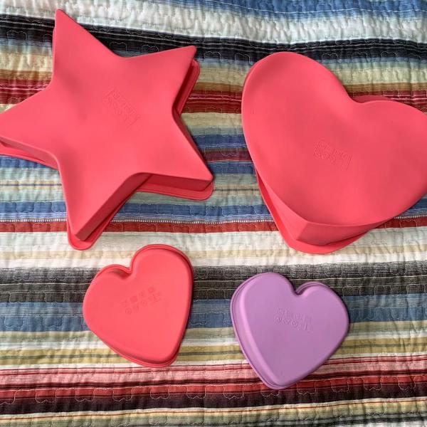 kit forma de silicone - estrela e coração