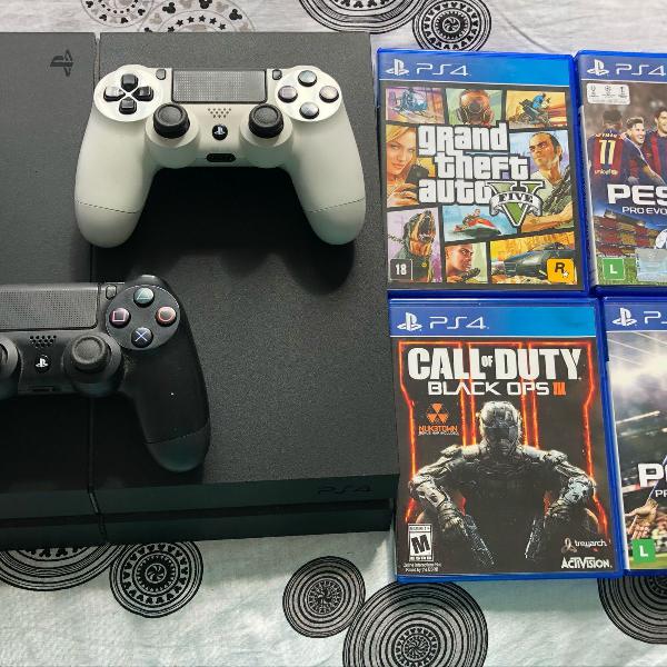 ps4 completo + 2 controles e 4 jogos