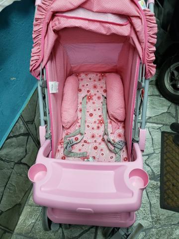Carrinho + bebê conforto - tutti baby cor de rosa