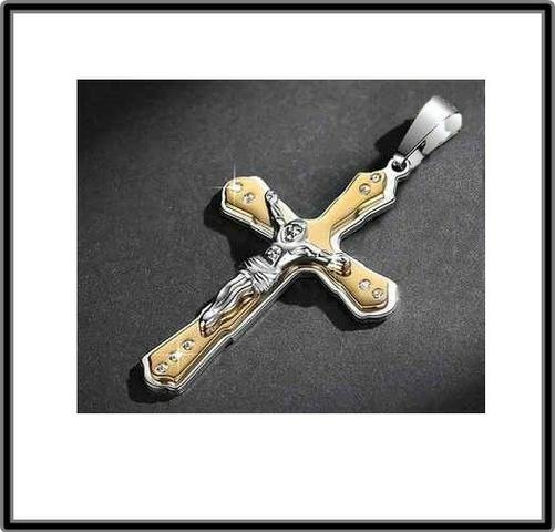 Colar de pingente de cruz de ouro dos homens fé jóias