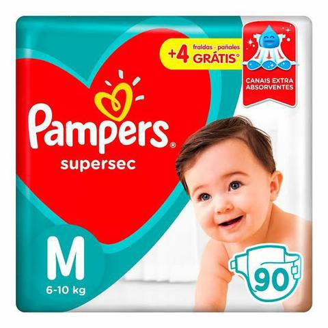 Fraldas Pampers supersec M com 90