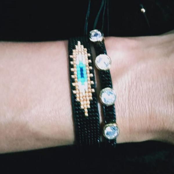Kit braceletes luxo olho grego