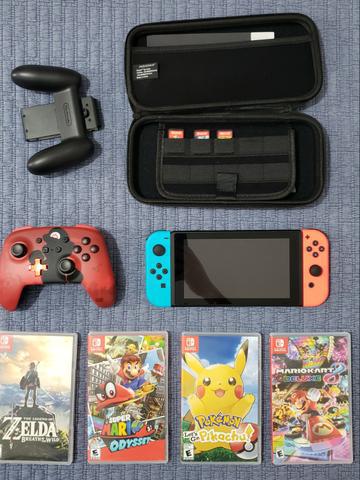 Nintendo Switch + Controle Pro + Jogos