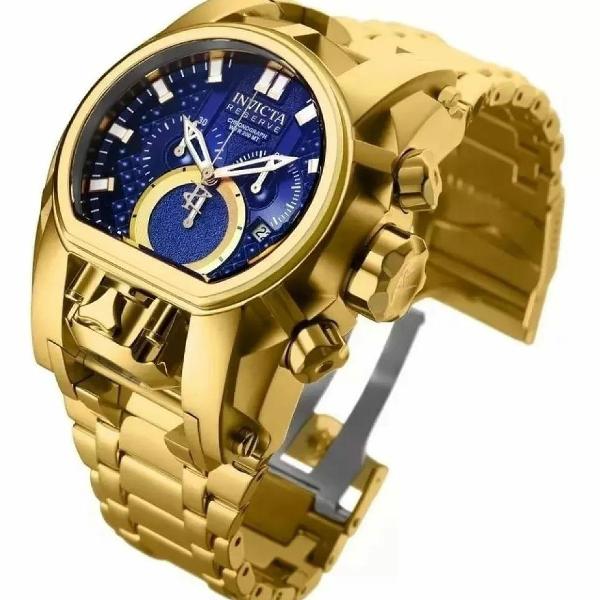 Relógio Invicta Reserve Bolt Zeus Magnum Dourado e Azul