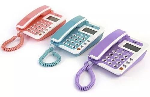 Telefone Colorido Fixo C/ Fio,bina,identificador De Chama