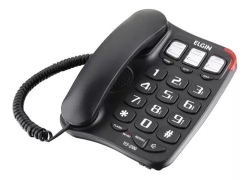 Telefone De Mesa Com Fio Tcf 2300 Com Teclas Grandes Elgin