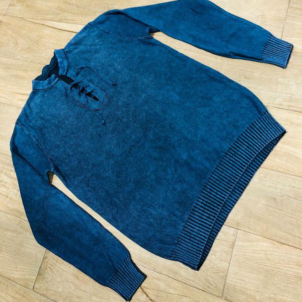 blusa de tricô azul