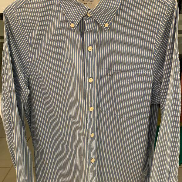 camisa listrada azul abercrombie &amp; fitch