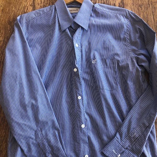 camisa listrada azul estivanelli