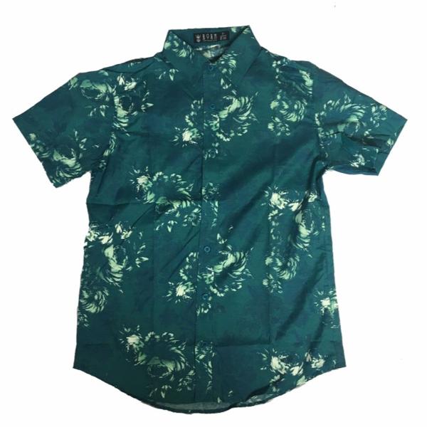 camisa social floral estampada manga curta florido