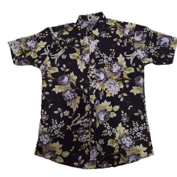 camisa social floral manga curta estampada