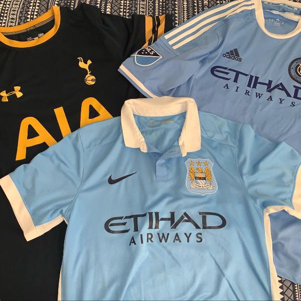 camisas manchester city, tottenham e new york city originais