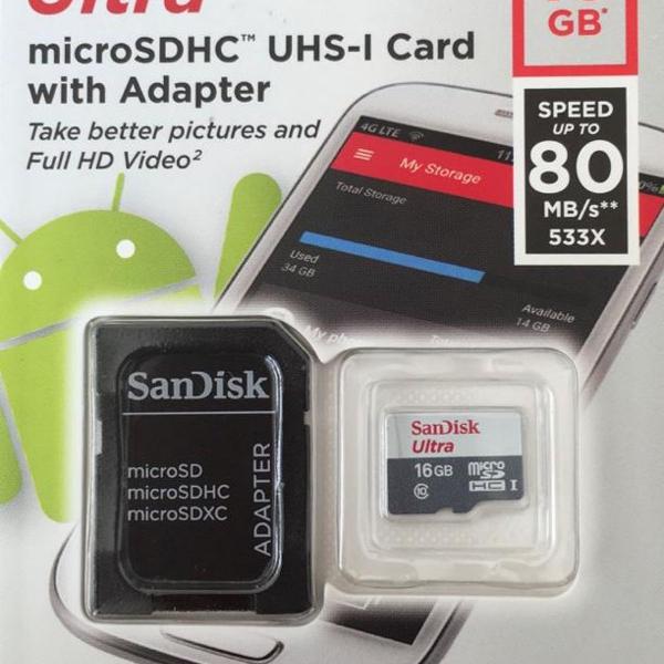 cartão de memória sandisk micro sd 16gb