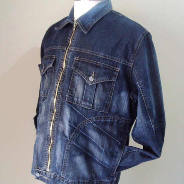 jaqueta jeans escuro bivik blue tamanho m