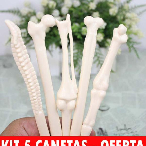 kit 5 caneta osso esfero femur medico hospital brinde festa