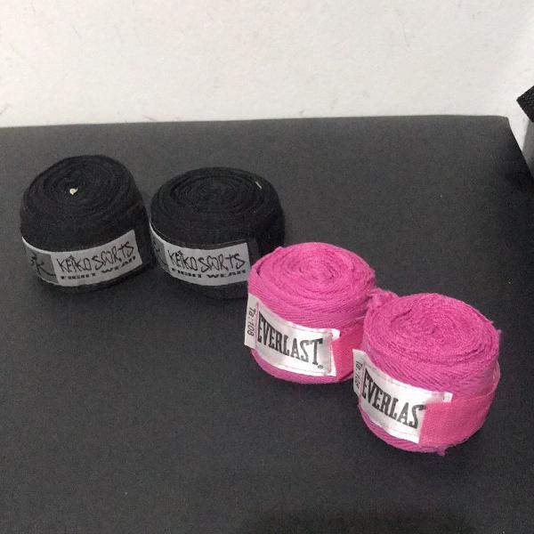 kit faixas bandagem marcas everlast (rosa) e keiko (preta)