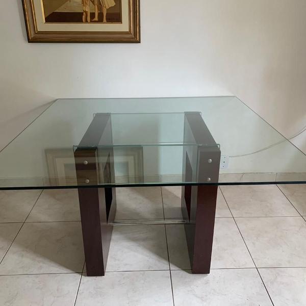 mesa de jantar vidro e madeira perfeito estado