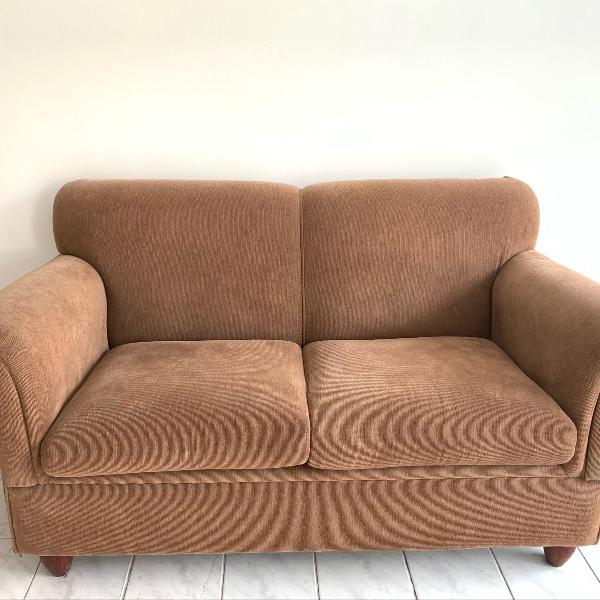 sofa 2 lugares chenille marrom