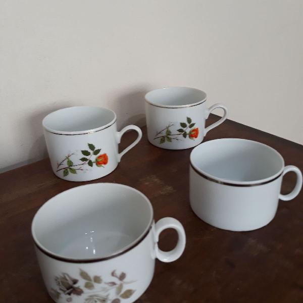 4 xícaras de chá porcelana renner e real sao paulo