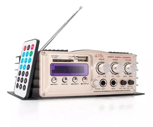 Amplificador Áudio Bluetooth Receiver 200w Fm Usb Karaokê