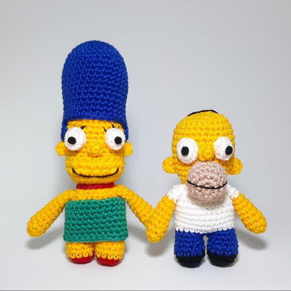 Mini Homer e Marge Simpson em Amigurumi