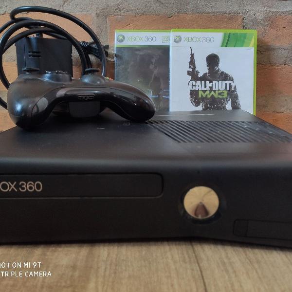 Xbox 360 travado + controle + 2 jogos originais
