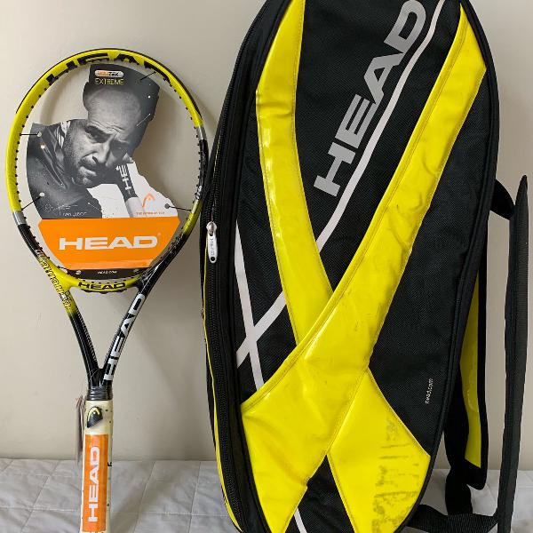 conjunto de raquete e raqueteira novas com etiqueta.