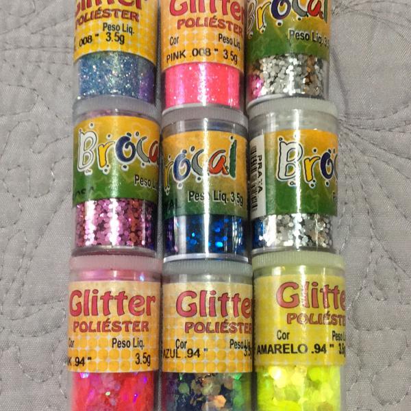 kit com 9 glitters variados - glitter, brocal e glitter
