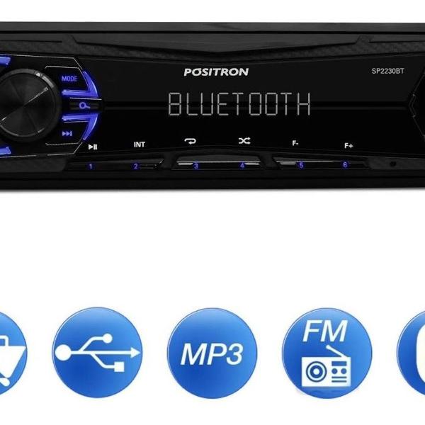 rádio mp3 player automotivo pósitron com bluetooth sp