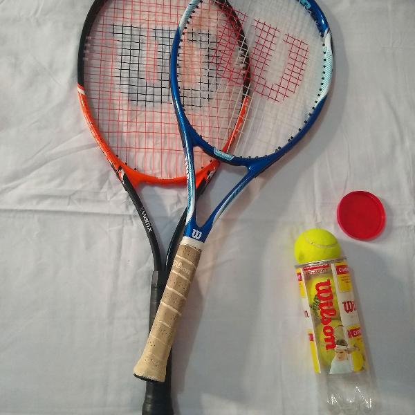 2 raquetes de tênis + bola de tênis
