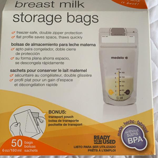 50 bolsas para armazenamento de leite materno medela