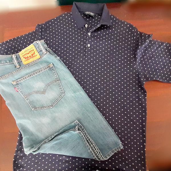 Bermuda Levis grande, grátis camisa Polo Ralfh Laren