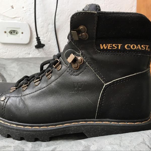 bota couro coturno west coast worker masculina - preto