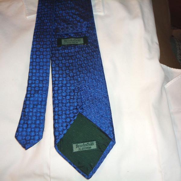 brooksfield platinum -gravata azul cobalto - seda tafetá