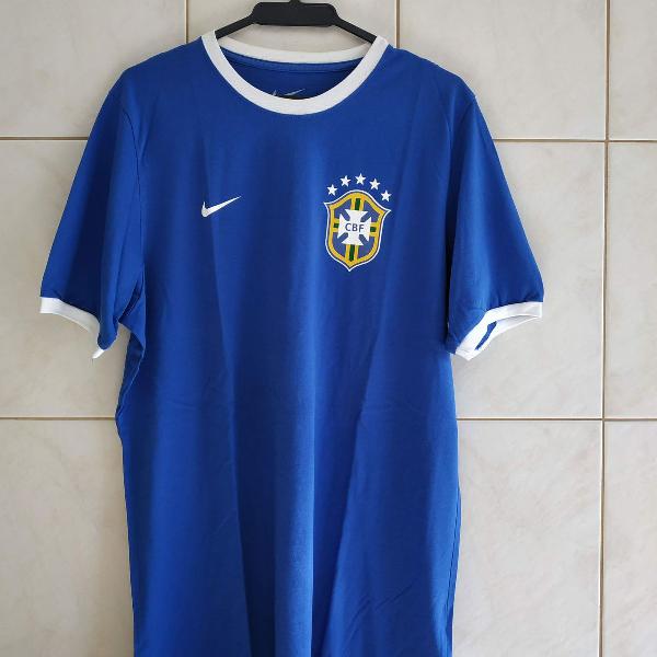 camiseta nike brasil core ringer azul