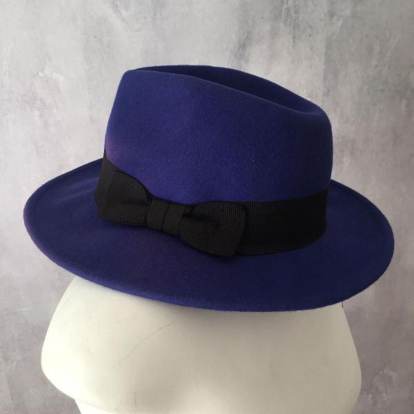 chapéu fedora (borsalino) azul unissex