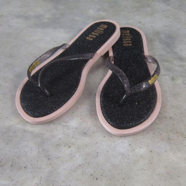 chinelo preto glitter