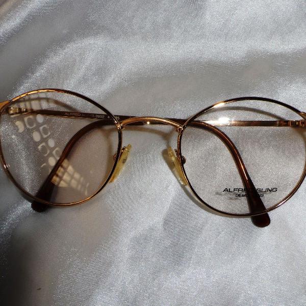 elegante óculos grau vintage banho ouro masculino alfred