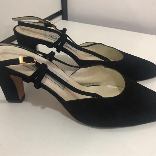 sapato slingback claudina preto camurça