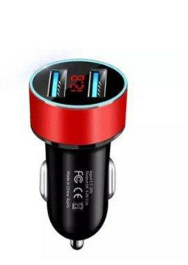 Carregador Veicular Usb Duplo Com Led E Visor Digital