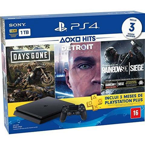 PS4 Slim 1TB 2215b HDR C/ 3 Jogos Novo Lacrado Pronta